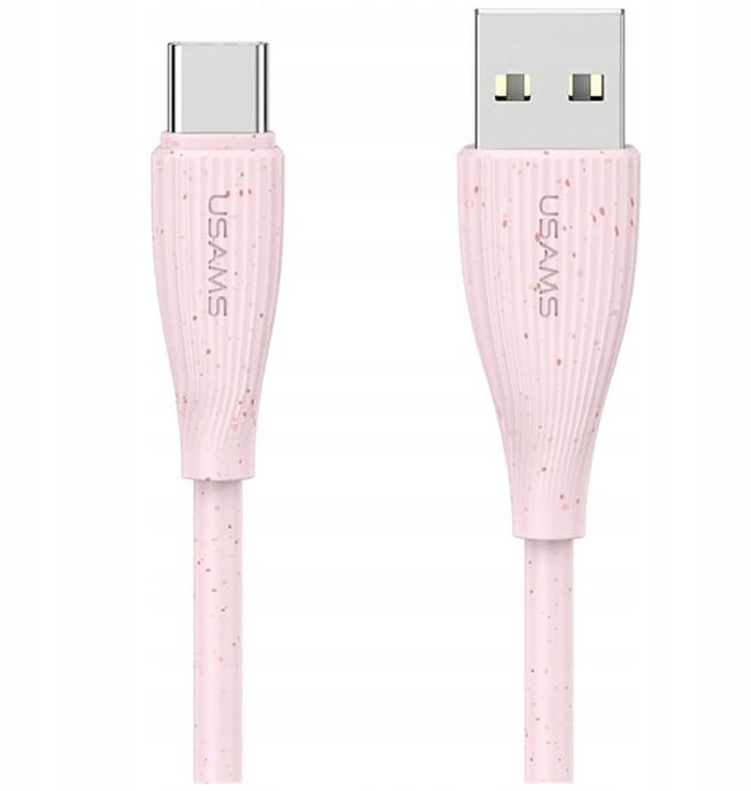 USAMS Green Series - USB-A naar USB-C Kabel - 18W - 3A - 1m - Roze