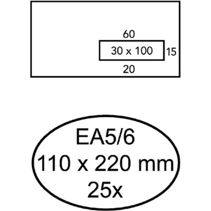 Envelop Quantore 110x220mm venster 3x10cm rechts zelfklevend 25 stuks