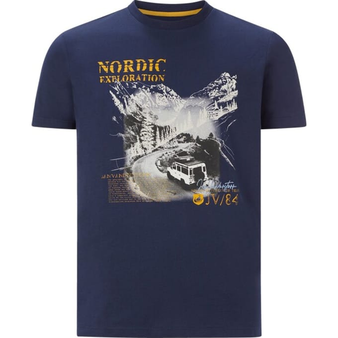 Jan Vanderstorm herren T-Shirt - 68/70 - donkerblauw - Plus Size