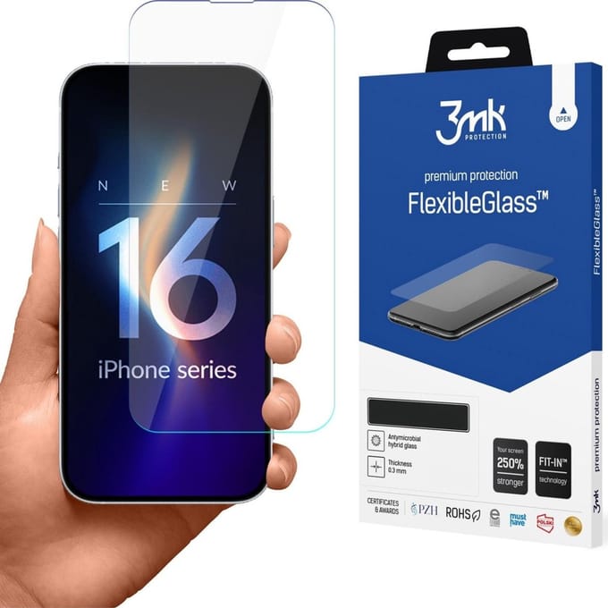 Onbreekbaar hybride glas op Apple iPhone 16 Pro - 3mk FlexibleGlass