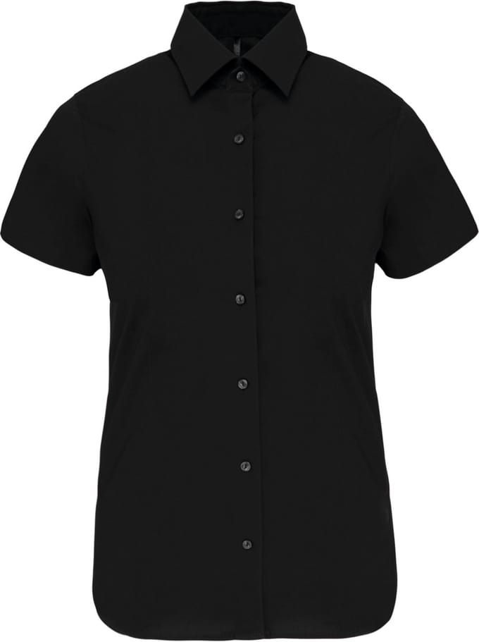 Kariban Dames stretch blouse korte mouwen K532 - Black - L
