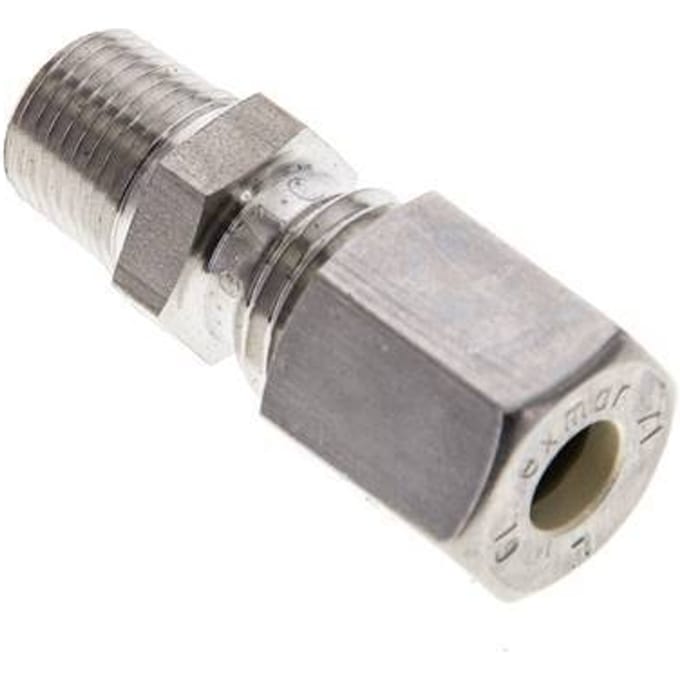 1/8'' NPT Buitendraad x 6L RVS Rechte Knelfitting 315 Bar DIN 2353 - FL2S-MO-ST-018N-06-L