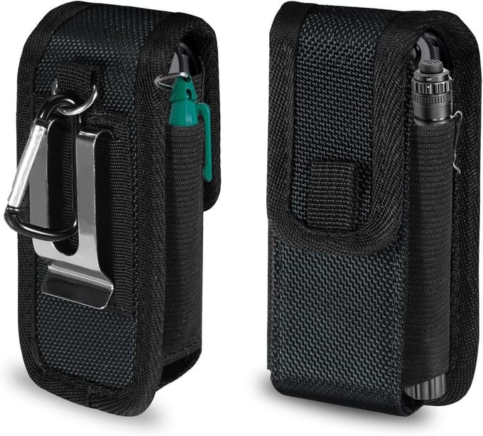Multitool Holster met Compartimenten, EDC Tas voor Camping en Hiking, Compacte Tool Bag met Riemclip, Zwart en Duurzaam