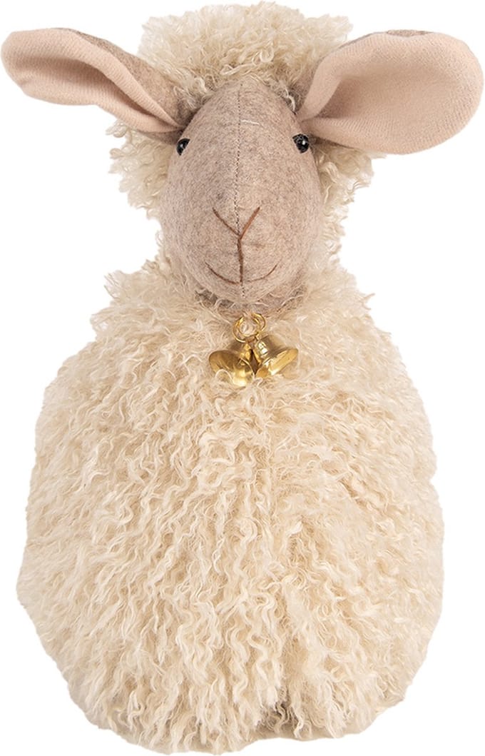 Clayre & Eef Deurstopper Schaap 20x21x28 cm Beige Synthetisch