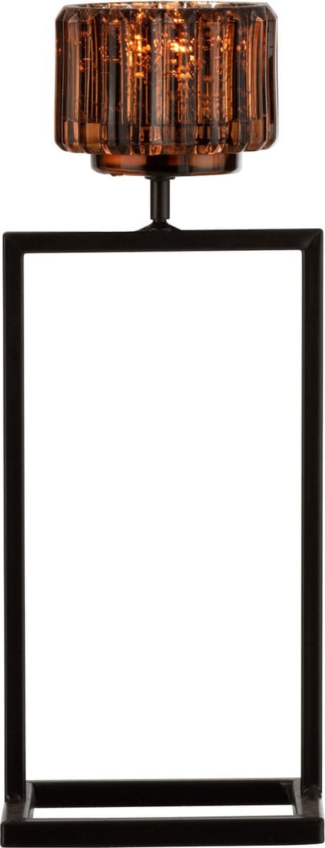 J-Line kandelaar Staander Recht - glas - bruin - small