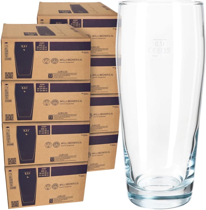 96-delige set bierglazen WILLIBECHER 0,5L geijkt van glas – 42207