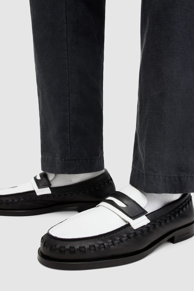 AllSaints Sammy Leather Loafer Black/white Taglia: 46 | Mocassini Outlet | Uomo | Nero