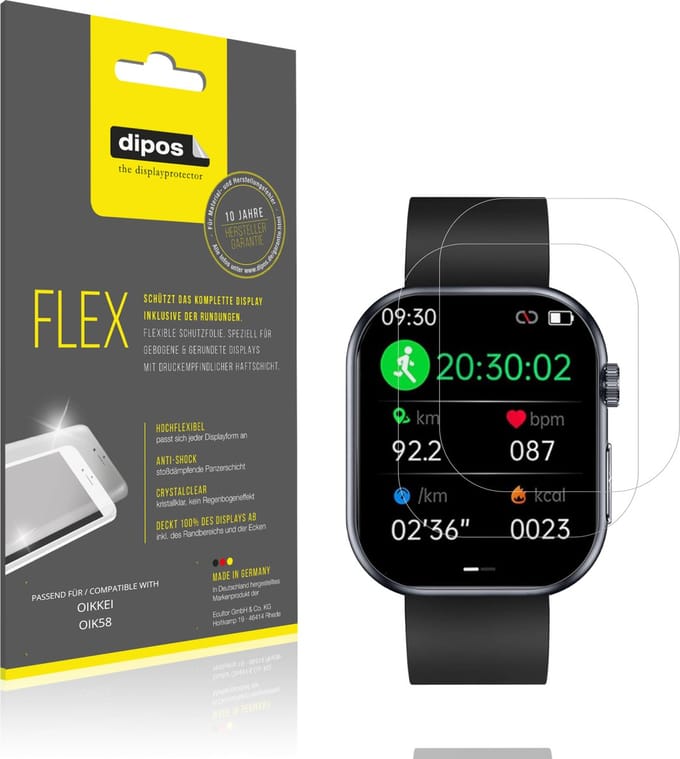 dipos – 2x Beschermfolie geschikt voor OIKKEI OIK58 | 3D Full Cover Screenprotector | 100% Passend