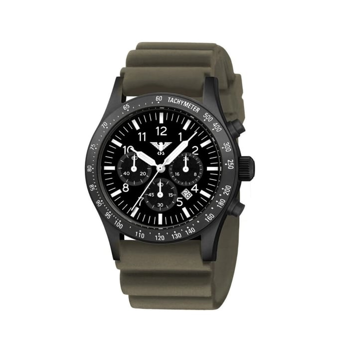 KHS - KHS.PLABSSC.DSGO - Polshorloge - Heren - Solar - PLATOON Black Steel Solar Chronograph