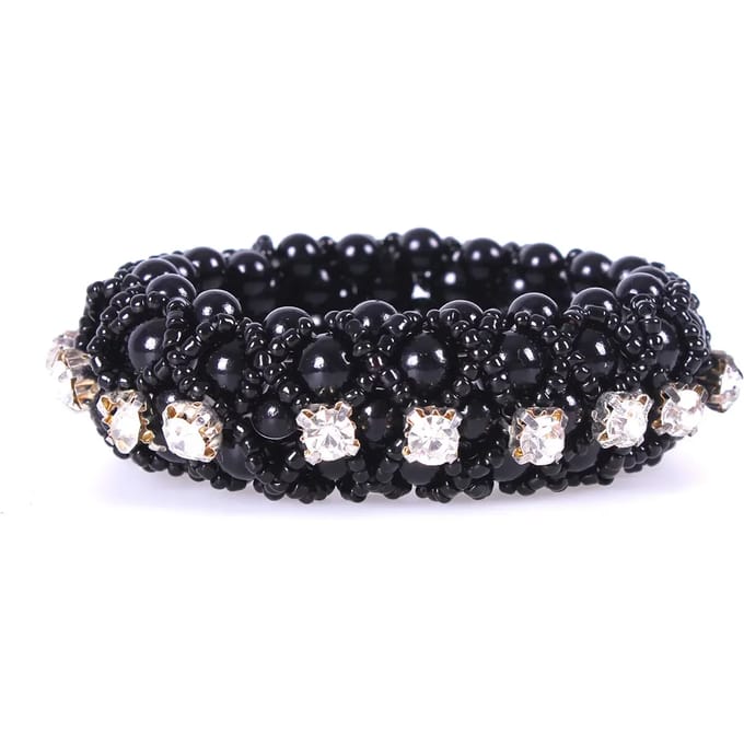 QHP haar scrunchie / knotbandje Diamond Zwart