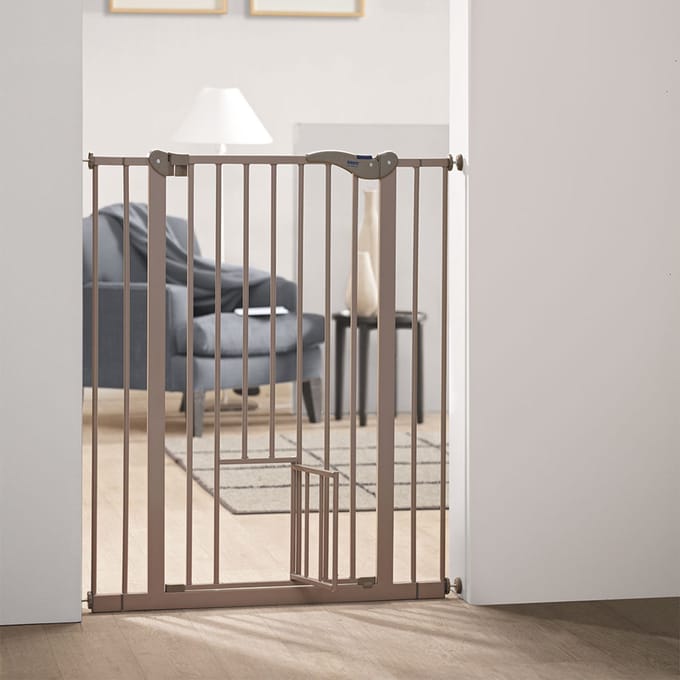 Dog Barrier 2 Afsluithek met Kattenluik H107cm, B75-84 cm