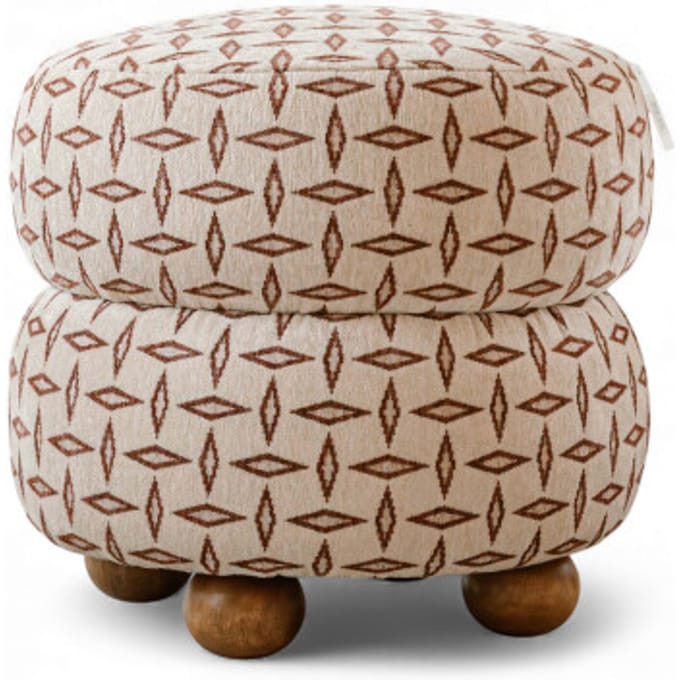 Indore Home Jet Ronde Poef - 49 cm - Terra Beige
