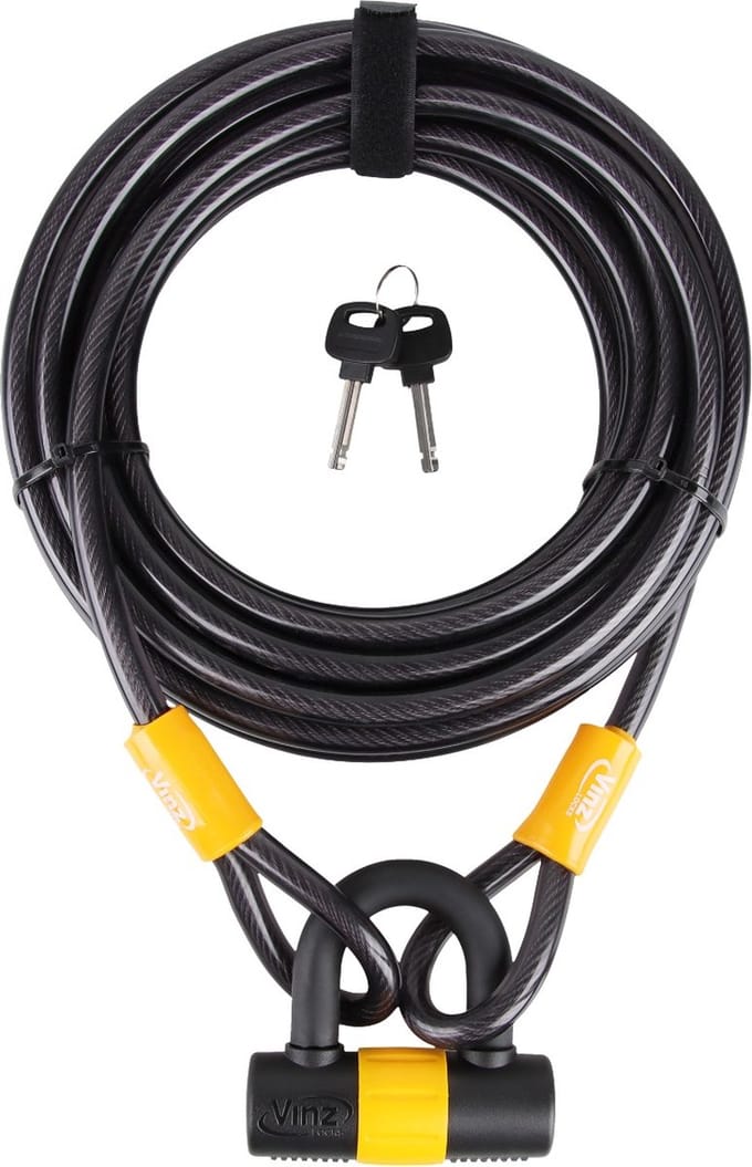 VINZ Kinabalu Kabelslot 10 Meter Lang - Multifunctioneel Boot Slot Fiets & Terras - 12mm Kabel - 1000cm