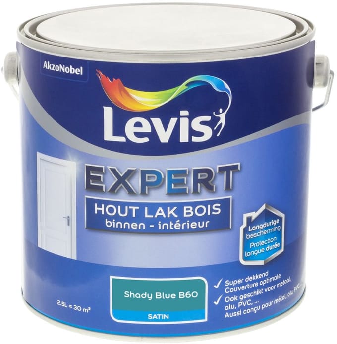 Levis - Expert Hout Lak Binnen Satin Mix - Shady Blue B60 - Mengverf - 2,5 L