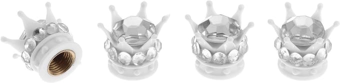 Decoratieve Ventildekels voor Auto en Truck - 4 Stuks, 15mm, Wit/Zilver, ABS Koper, Stofbescherming