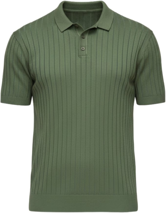OMBRE Polo - Slim Fit - Viscose - Korte Mouw Olijf M