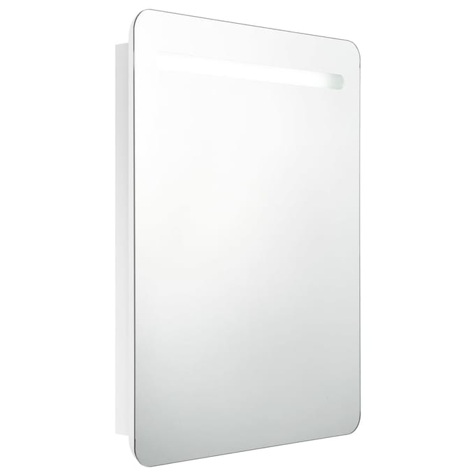 vidaXL - Badkamerkast - met - spiegel - en - LED - 60x11x80 - cm - glanzend - wit