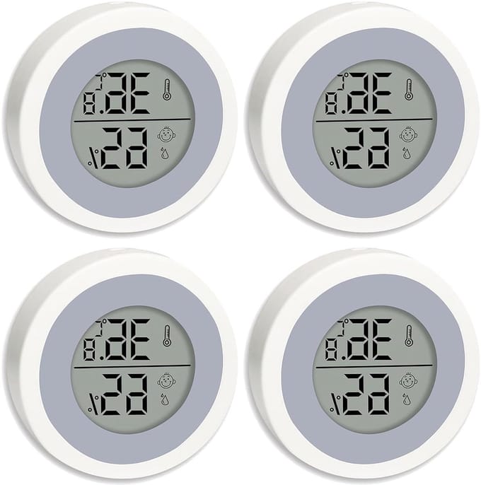 Digitale thermometer - Vochtigheidsmeter - Binnenklimaat monitoren - Expressie indicator - 4 stuks - Wit