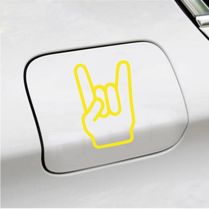 Bumpersticker - Rock N Roll - 13,5 X 8,9 - Geel