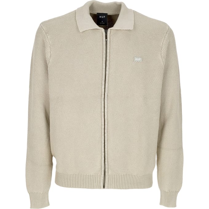 Cardigan Man Anton Zip Overdyed Sweater Putty