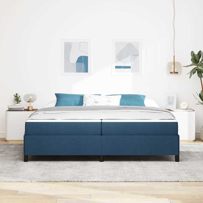 vidaXL - Boxspring - bed - Blauw - 200 - x - 200 - cm - Stof