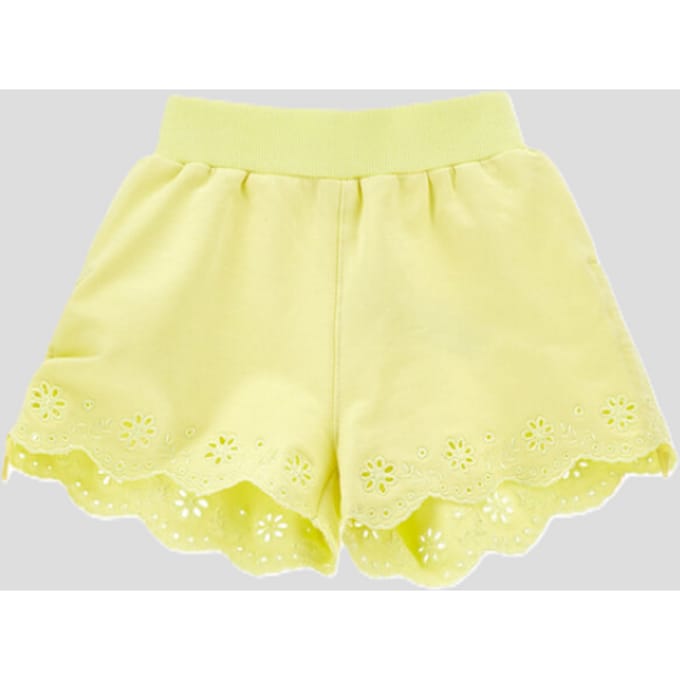 korte broek geborduurd lichtgeel meisje