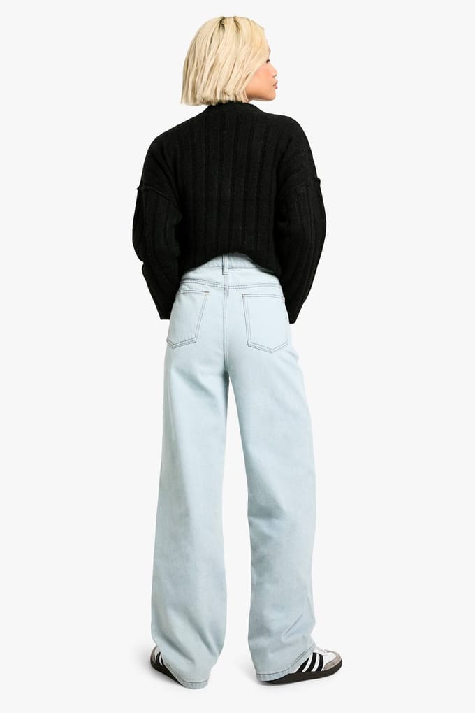 Dames Boohoo Basics Boyfriend Jeans | Bleach Wash | Maat: 6/32L