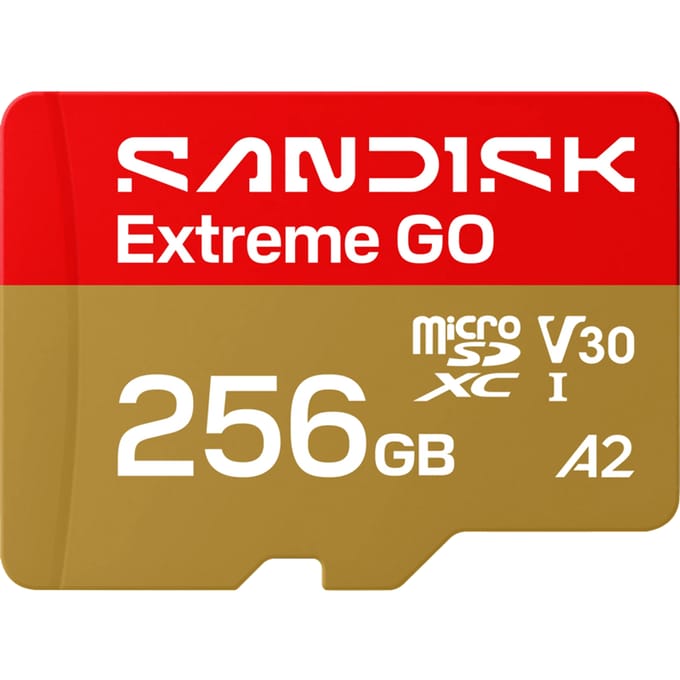 microSDXC Geheugenkaart SanDisk Extreme GO Android A2, 256Gb, Klasse 10 / UHS-1 U1 SDSQXGN-256G-GN6MN