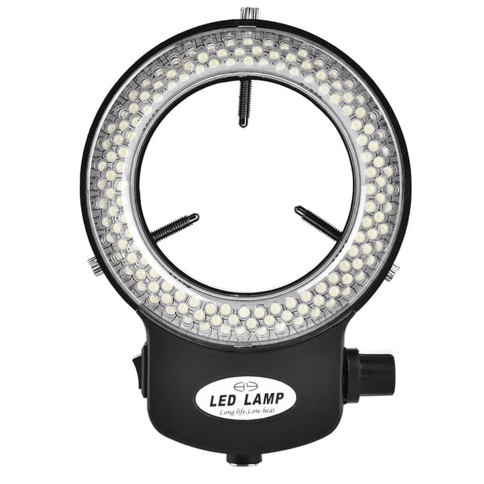 Caméra de microscope 144 LED Source lumineuse Luminosité réglable Lampe annulaire   (Noir)