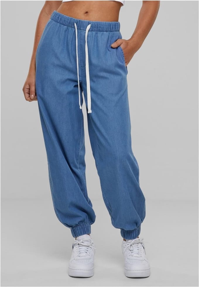 Urban Classics - Light Denim Dames joggingbroek - XXL - Blauw