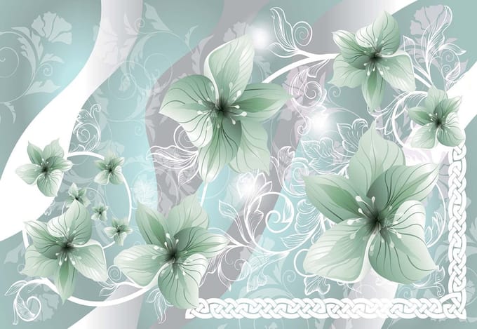 Fotobehang Flowers Floral Pattern | XXL - 312cm x 219cm | 130g/m2 Vlies