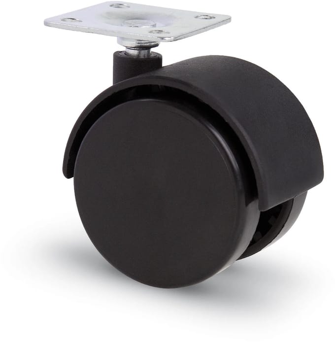 Meubelwiel met kap 40mm Nylon dubbel hard met plaat 38x38mm