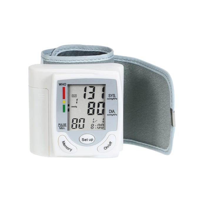 Automatische bloeddrukmeter Polsbloeddrukmeter LCD digitaal display Medisch huishoudelijk gebruik wit