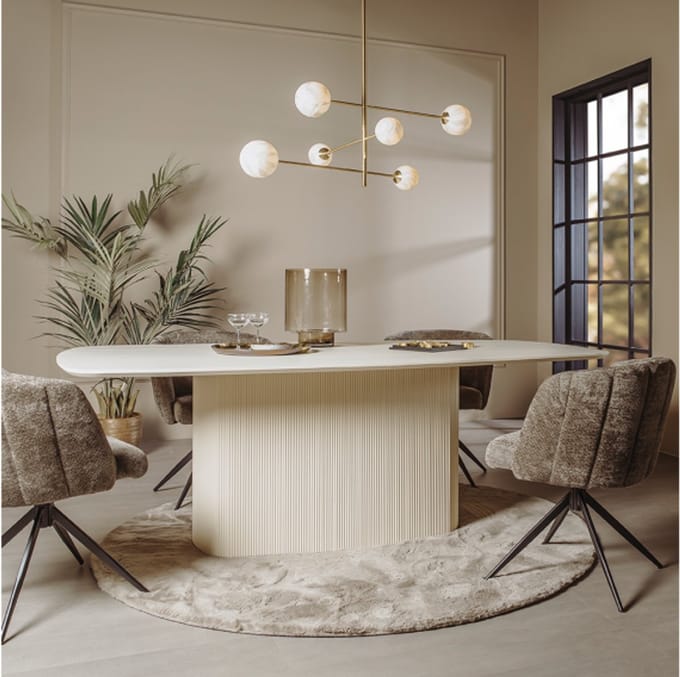Tower Living Eettafel Corbetta Deens ovaal 200x110 cm - Japandi - Beige
