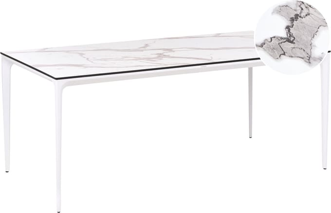 SOVARETO - Tuintafel - Wit - HPL/Aluminium/marmer