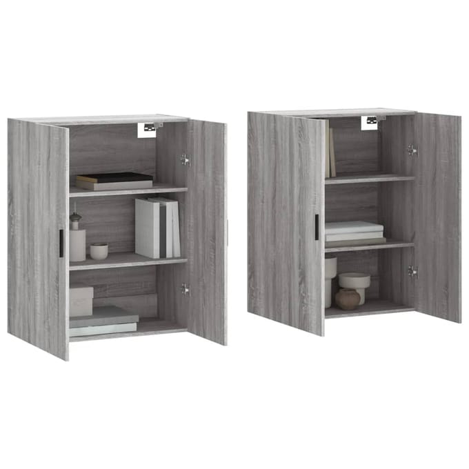 vidaXL Hangkasten 2 st 69,5x34x90 cm grijs sonoma eikenkleurig