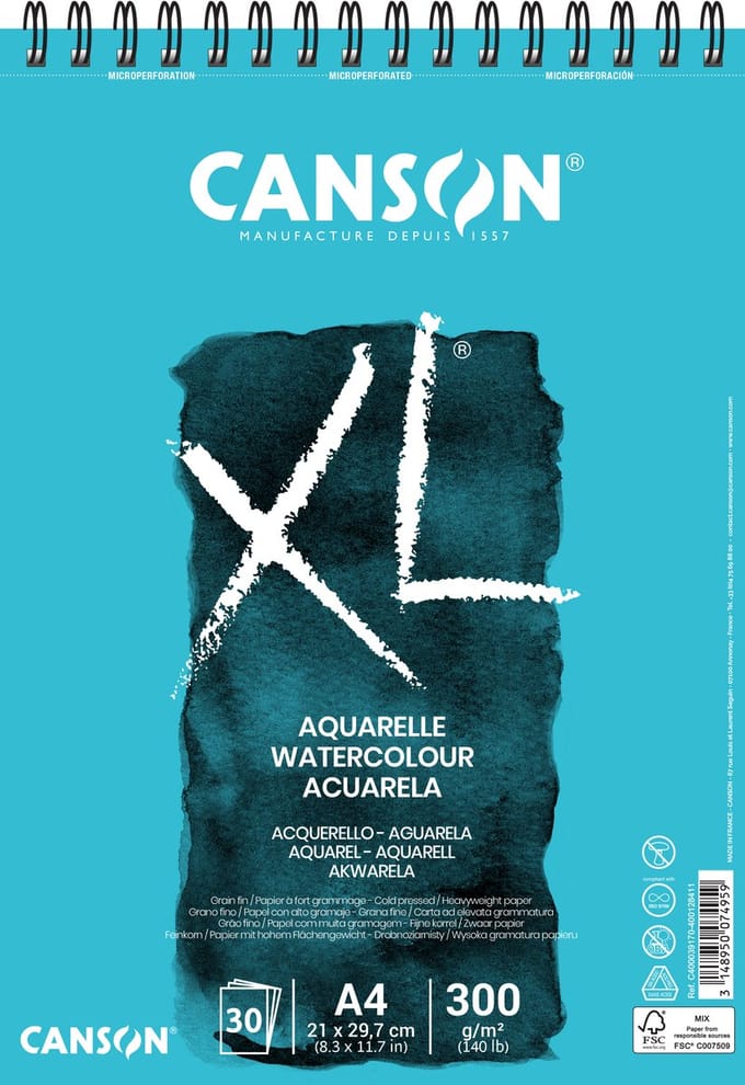 Aquarelblok Canson Aquarelle Xl 300 G/M² 210 X 297 Mm