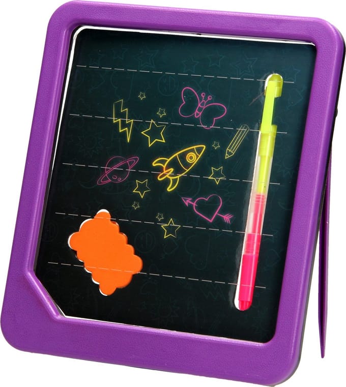 Toi-Toys Neon Glow Drawing Board with Pen and Sponge
