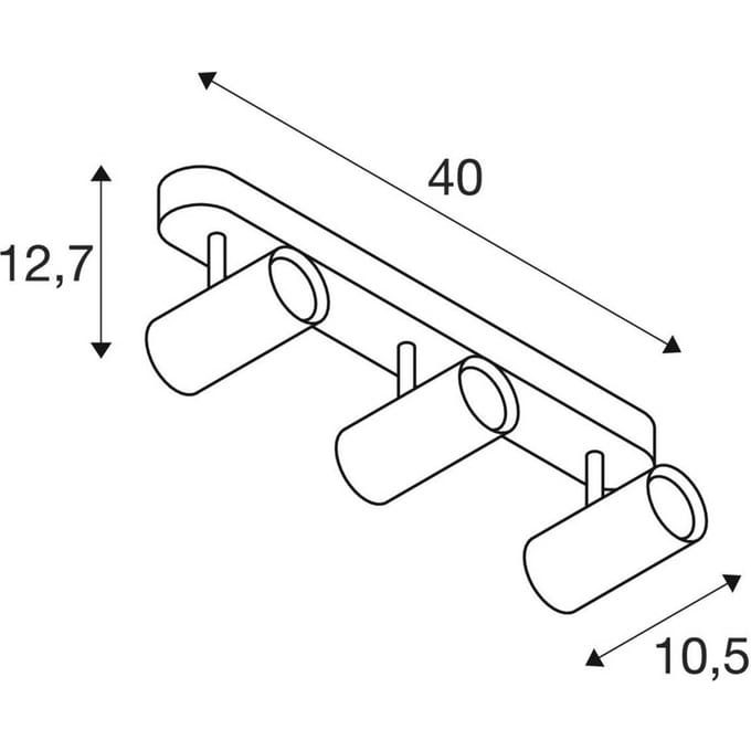 SLV LED plafondspot Noblo, 3.000 K, zwart, lengte 40 cm