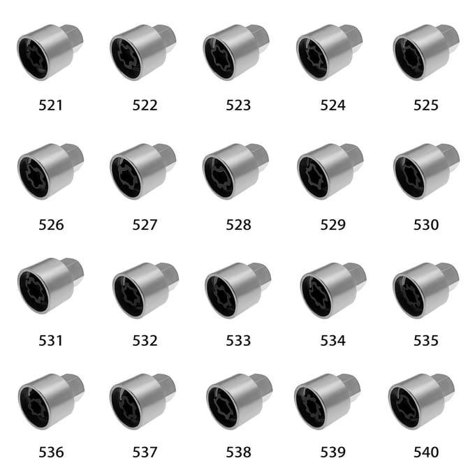 21 stuks Security Master Locking Wheel Nut Key Anti-diefstal schroefdopsleutel gereedschapsset vervanging voor 0 zilver