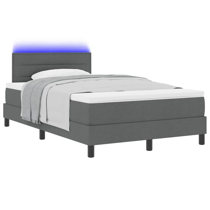 vidaXL - Boxspring - bed - met - hoofdeinde - Donkergrijs - 120 - x - 200 - cm - Stof