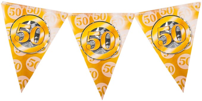 Vlaggenlijn 50 jaar getrouwd | Set á 3 stuks | 10 meter | Dubbelzijdig