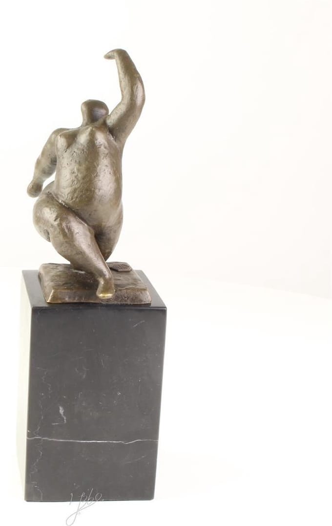 Modernistisch sculptuur Naakte dame - Bronzen beeldje - Dikke dames - 28,1 cm hoog