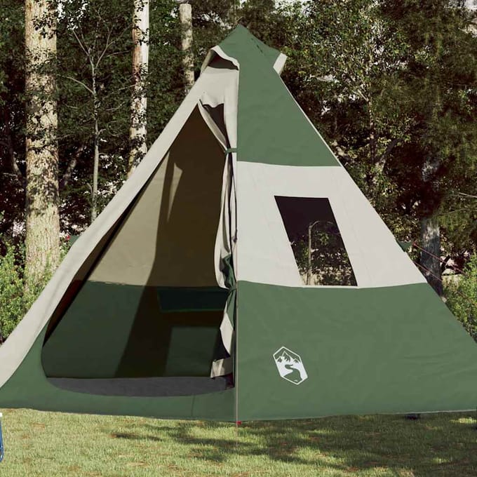 Tipi Tente de Camping pour 7 Personnes Verte Imperméable