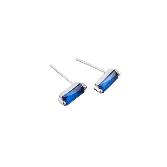 YOLA Stud Oorbellen | Blauw/Zilver | 7,8 x 3 mm | 925 Silver
