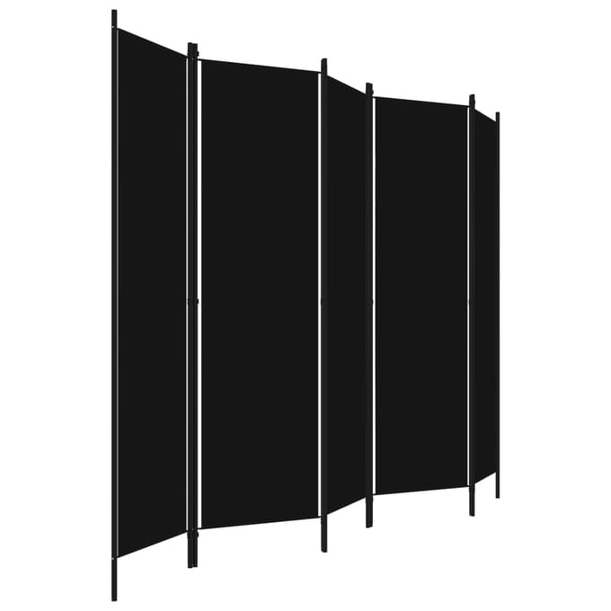 vidaXL - Kamerscherm - met - 5 - panelen - 250x180 - cm - zwart