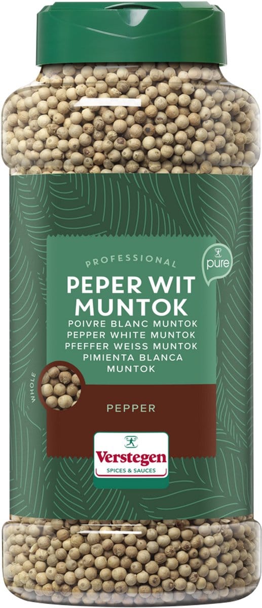 Verstegen - Peper wit Muntok heel - Pure - Strooibus large - Peper & zout - 660g