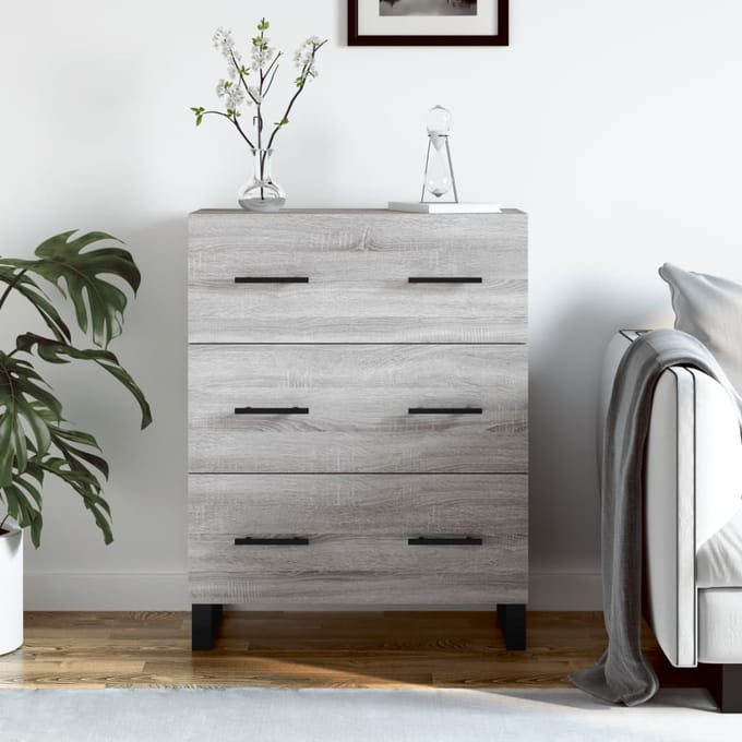 vidaXL - Dressoir - 69,5x34x90 - cm - bewerkt - hout - grijs - sonoma - eikenkleurig