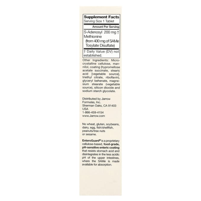 Jarrow Formulas, SAMe 200, 200 mg, 20 tabletten