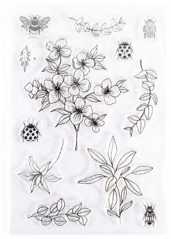 Meer Leuks - Clearstamps Bloemen & Insectenn - Stempels